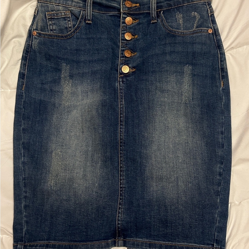 GUESS Dark Wash Denim Pencil Skirt Y2 - Picture 2 of 6